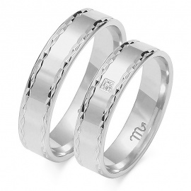 Płaskie Złote Obrączki 5mm z Brylantem pr.585
