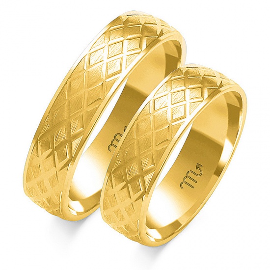 Złote Obrączki 6mm Zdobione pr.585