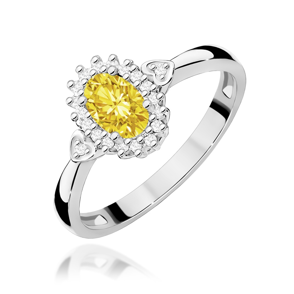 Pierścionek W0312 Diament laboratoryjny żółty 0,50ct białe złoto