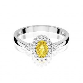 Pierścionek W0312 Diament laboratoryjny żółty 0,50ct białe złoto
