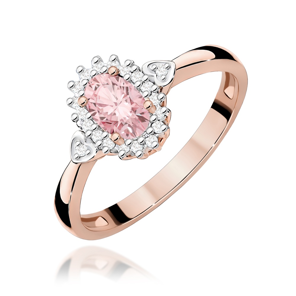 Pierścionek W0312 Diament laboratoryjny różowy 0,50ct różowe złoto