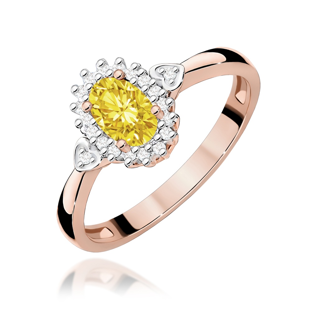 Pierścionek W0312 Diament laboratoryjny żółty 0,50ct różowe złoto