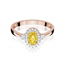 Pierścionek W0312 Diament laboratoryjny żółty 0,50ct różowe złoto