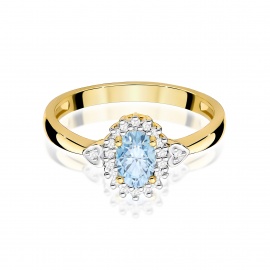 Pierścionek W0312 Diament laboratoryjny niebieski 0,50ct żółte złoto