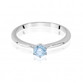Pierścionek W0553 Diament Laboratoryjny niebieski 0,50ct białe złoto