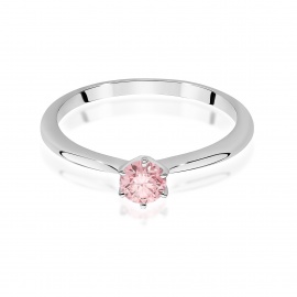 Pierścionek W0553 Diament Laboratoryjny różowy 0,50ct białe złoto