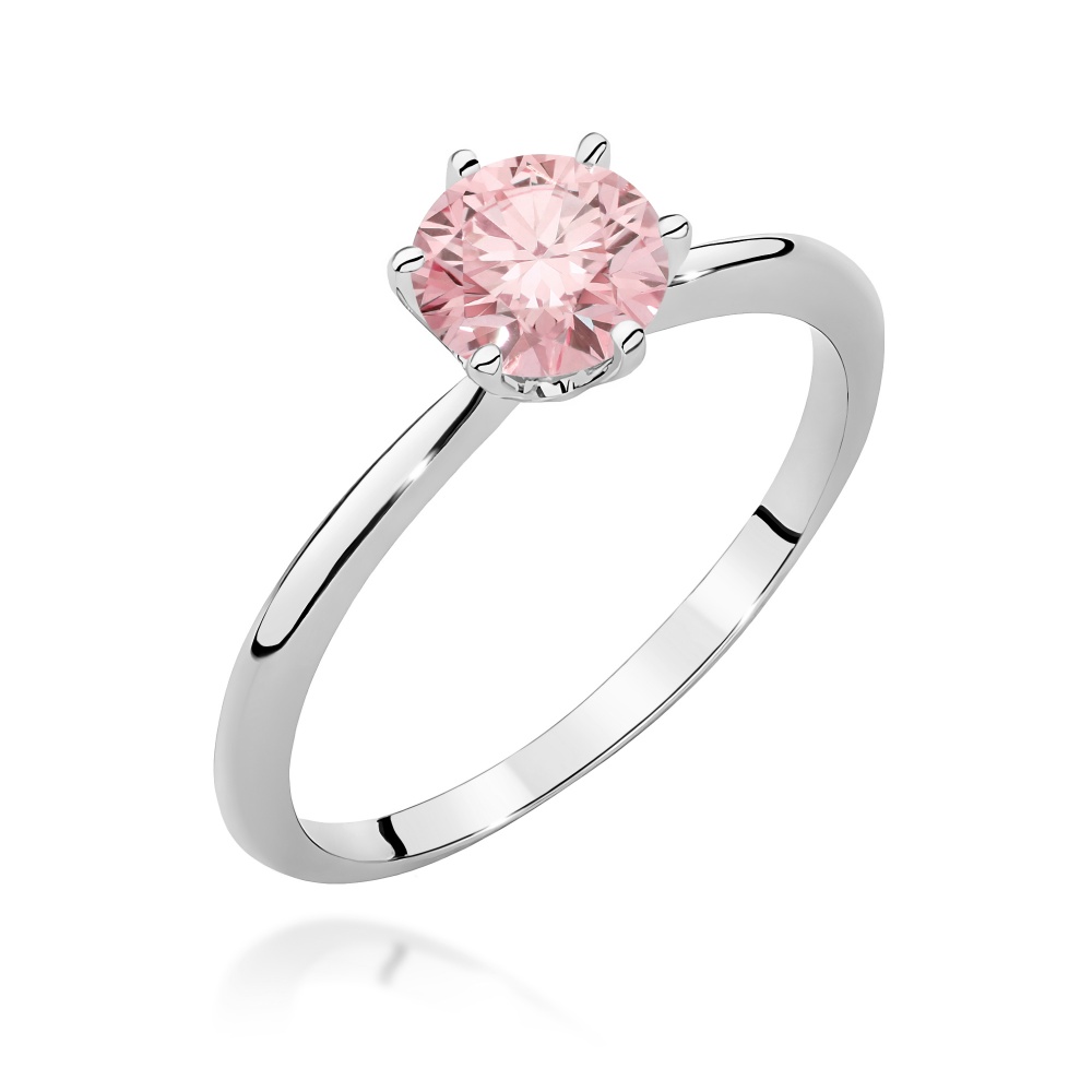Pierścionek W0553 Diament Laboratoryjny różowy 1,00ct białe złoto
