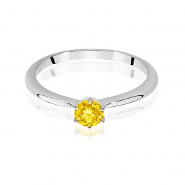 Pierścionek W0553 Diament Laboratoryjny żółty 0,50ct białe złoto