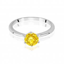 Pierścionek W0553 Diament Laboratoryjny żółty 1,00ct białe złoto