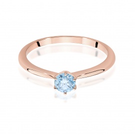 Pierścionek W0553 Diament Laboratoryjny niebieski 0,50ct różowe złoto