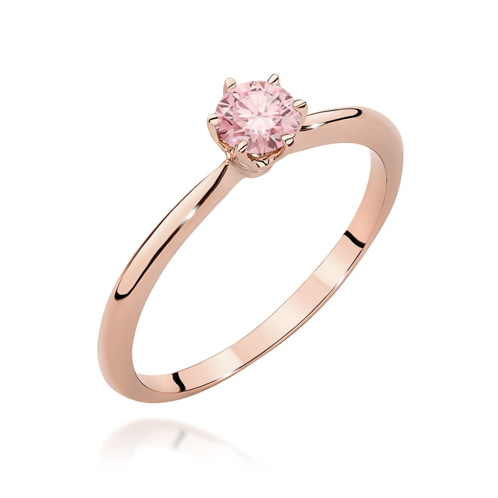 Pierścionek W0553 Diament Laboratoryjny różowy 0,50ct różowe złoto
