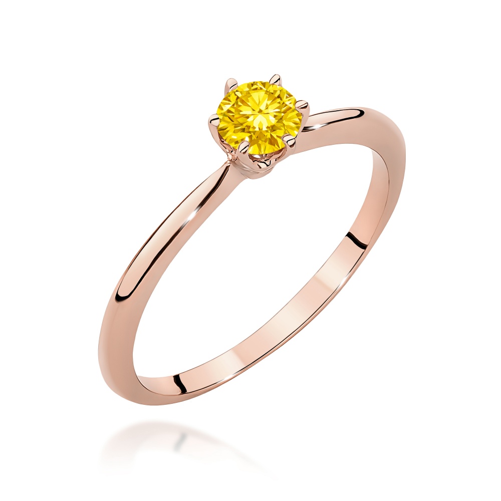 Pierścionek W0553 Diament Laboratoryjny żółty 0,50ct różowe złoto