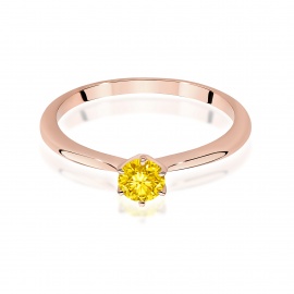Pierścionek W0553 Diament Laboratoryjny żółty 0,50ct różowe złoto