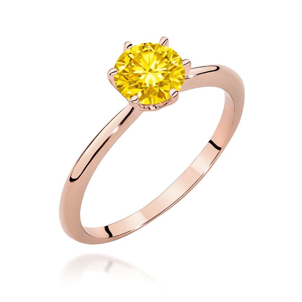 Pierścionek W0553 Diament Laboratoryjny żółty 1,00ct różowe złoto