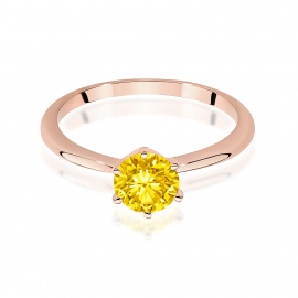 Pierścionek W0553 Diament Laboratoryjny żółty 1,00ct różowe złoto
