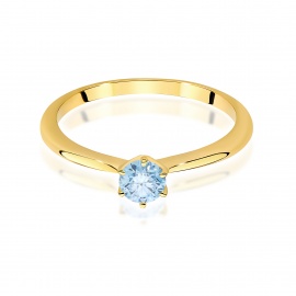 Pierścionek W0553 Diament Laboratoryjny niebieski 0,50ct żółte złoto