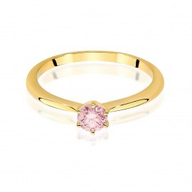 Pierścionek W0553 Diament Laboratoryjny różowy 0,50ct żółte złoto