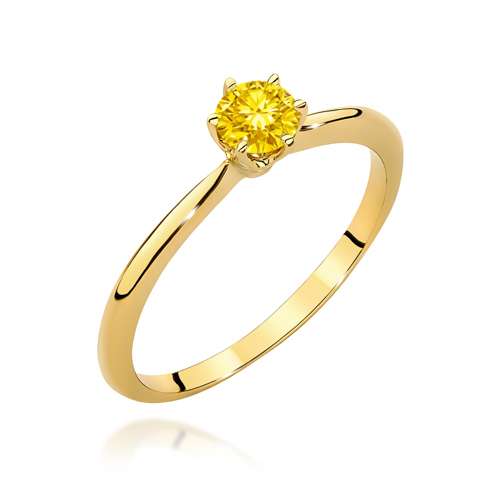Pierścionek W0553 Diament Laboratoryjny żółty 0,50ct żółte złoto