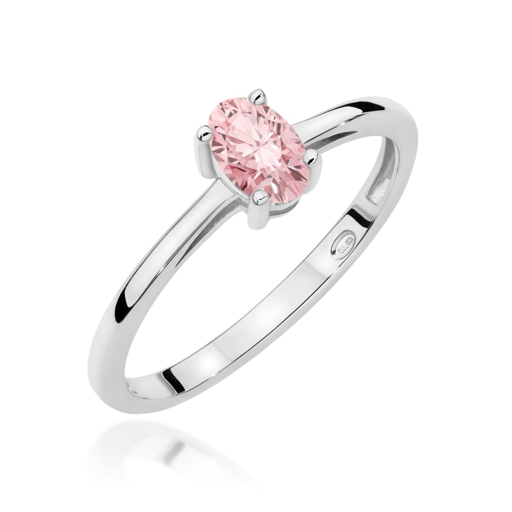 Pierścionek W0685 Diament laboratoryjny różowy 0,50ct białe złoto