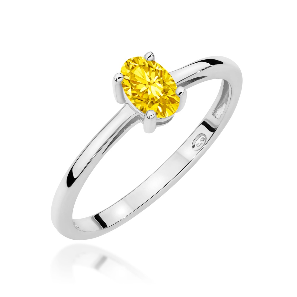 Pierścionek W0685 Diament laboratoryjny żółty 0,50ct białe złoto
