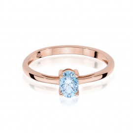 Pierścionek W0685 Diament laboratoryjny niebieski 0,50ct różowe złoto