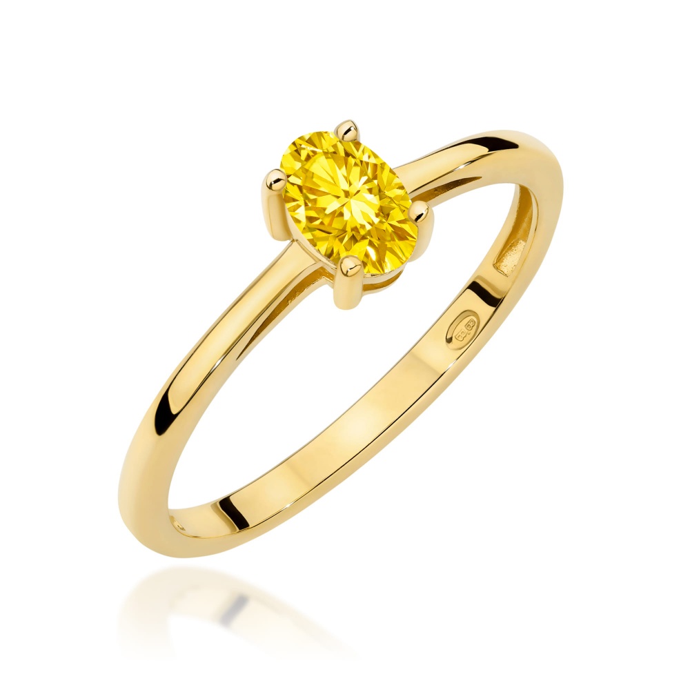 Pierścionek W0685 Diament laboratoryjny żółty 0,50ct żółte złoto