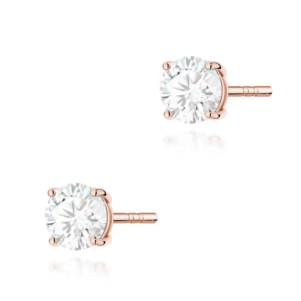 Kolczyki K0583 Diament Laboratoryjny 2 x 0.70ct różowe złoto
