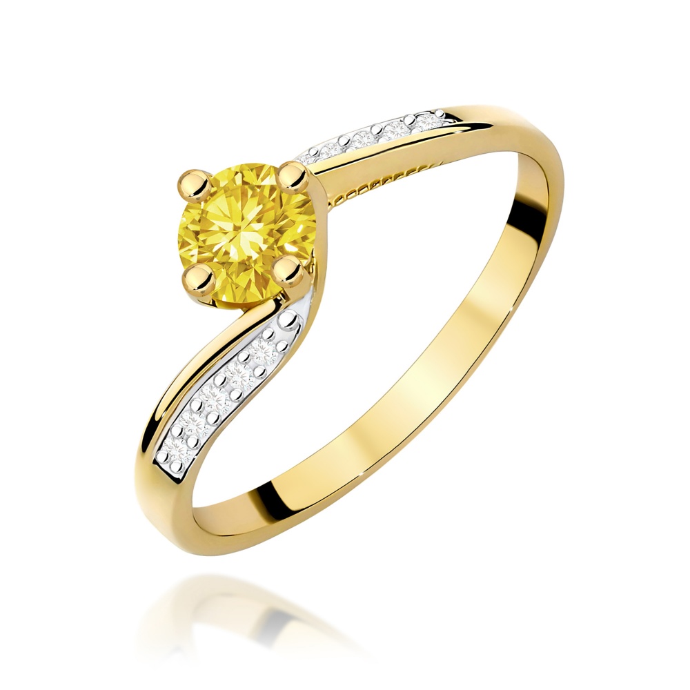 Pierścionek W0084 Diament Laboratoryjny żółty 0,50ct żółte złoto
