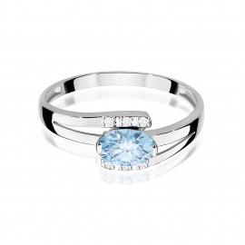 Pierścionek W0119 Diament Laboratoryjny niebieski 0,50ct białe złoto