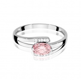 Pierścionek W0119 Diament Laboratoryjny różowy 0,50ct białe złoto
