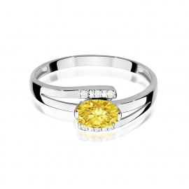 Pierścionek W0119 Diament Laboratoryjny żółty 0,50ct białe złoto