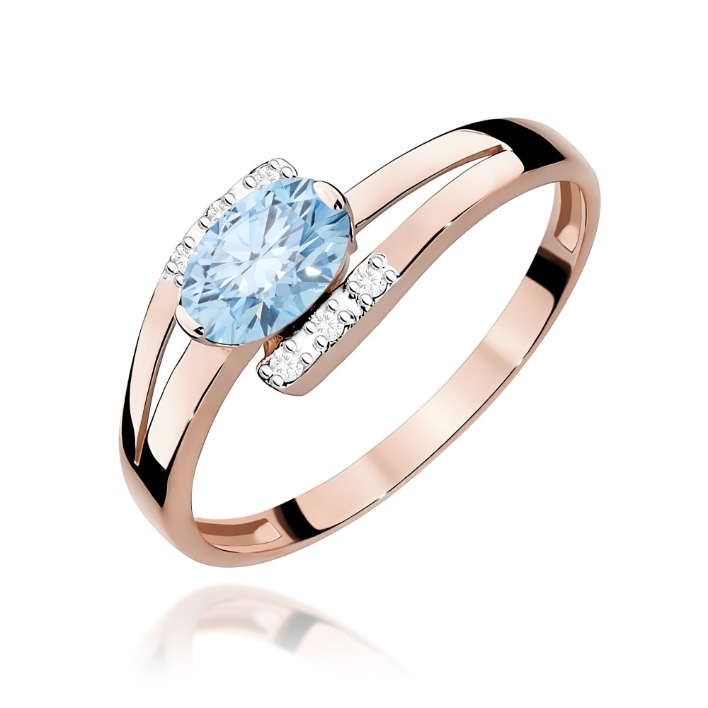 Pierścionek W0119 Diament Laboratoryjny niebieski 0,50ct różowe złoto