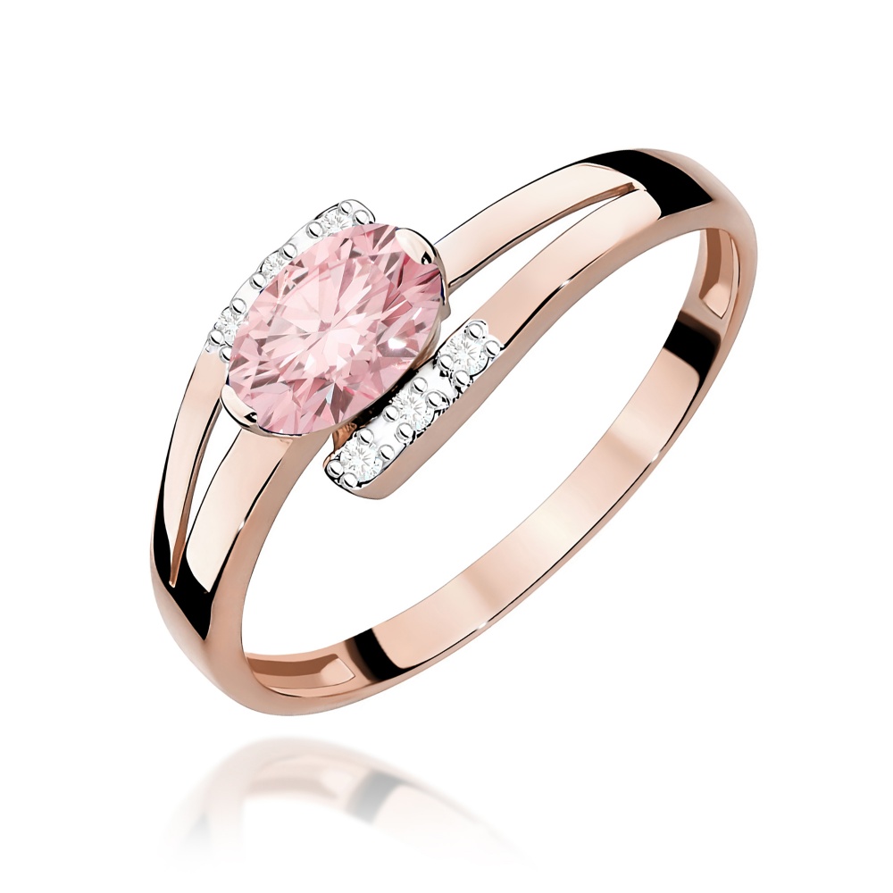 Pierścionek W0119 Diament Laboratoryjny różowy 0,50ct różowe złoto