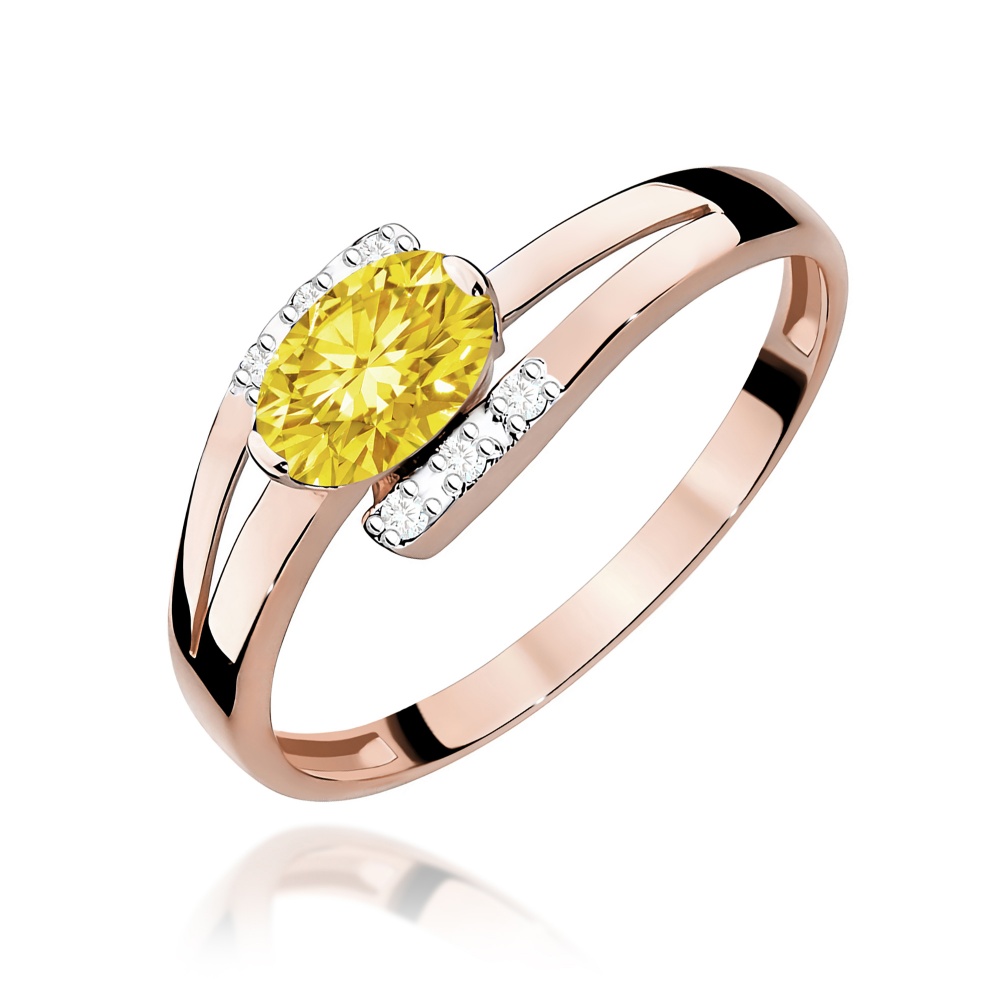 Pierścionek W0119 Diament Laboratoryjny żółty 0,50ct różowe złoto