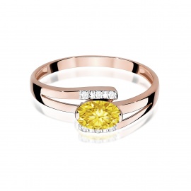 Pierścionek W0119 Diament Laboratoryjny żółty 0,50ct różowe złoto