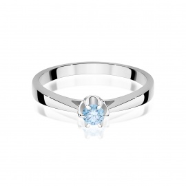 Pierścionek W0295 Diament Laboratoryjny niebieski 0,15ct białe złoto
