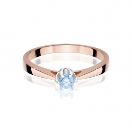 Pierścionek W0295 Diament Laboratoryjny niebieski 0,15ct różowe złoto