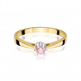 Pierścionek W0295 Diament Laboratoryjny różowy 0,15ct żółte złoto