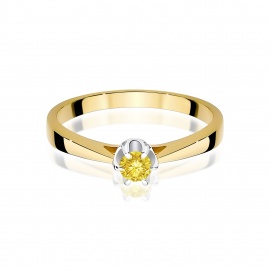 Pierścionek W0295 Diament Laboratoryjny żółty 0,15ct żółte złoto