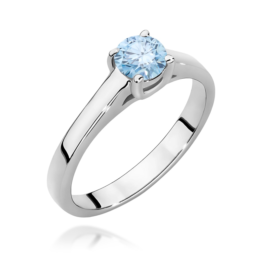 Pierścionek W0544 Diament Laboratoryjny niebieski 0,50ct białe złoto