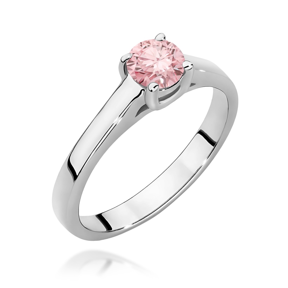 Pierścionek W0544 Diament Laboratoryjny różowy 0,50ct białe złoto