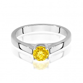 Pierścionek W0544 Diament Laboratoryjny żółty 1,00ct białe złoto