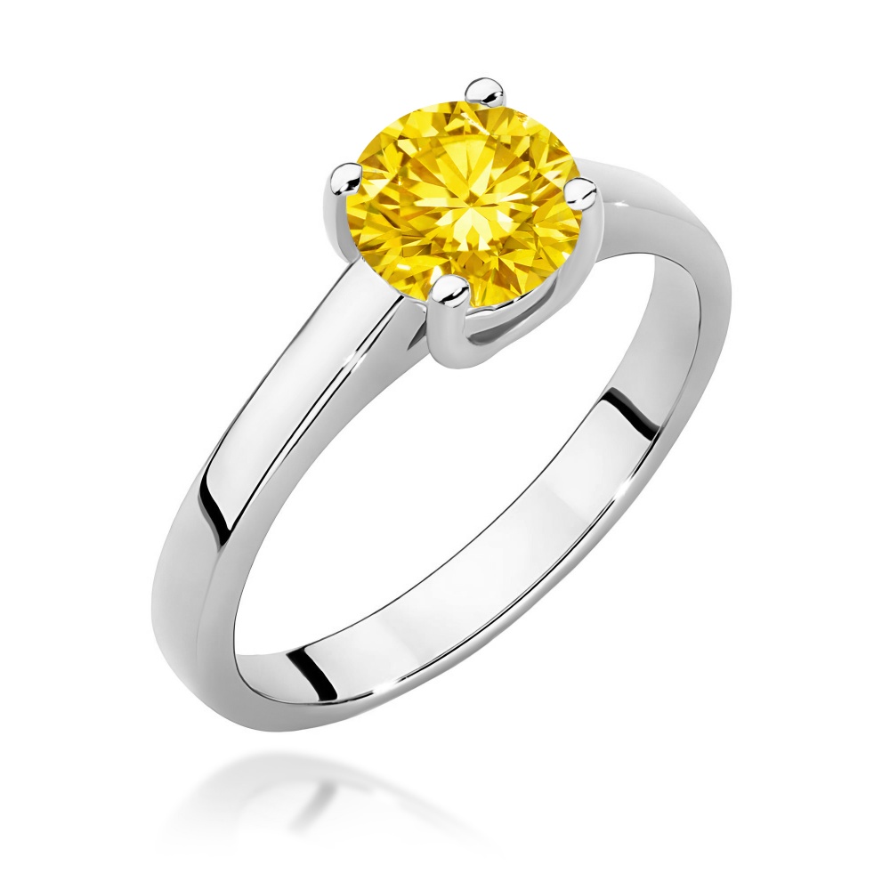 Pierścionek W0544 Diament Laboratoryjny żółty 1,00ct białe złoto