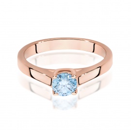 Pierścionek W0544 Diament Laboratoryjny niebieski 0,50ct różowe złoto