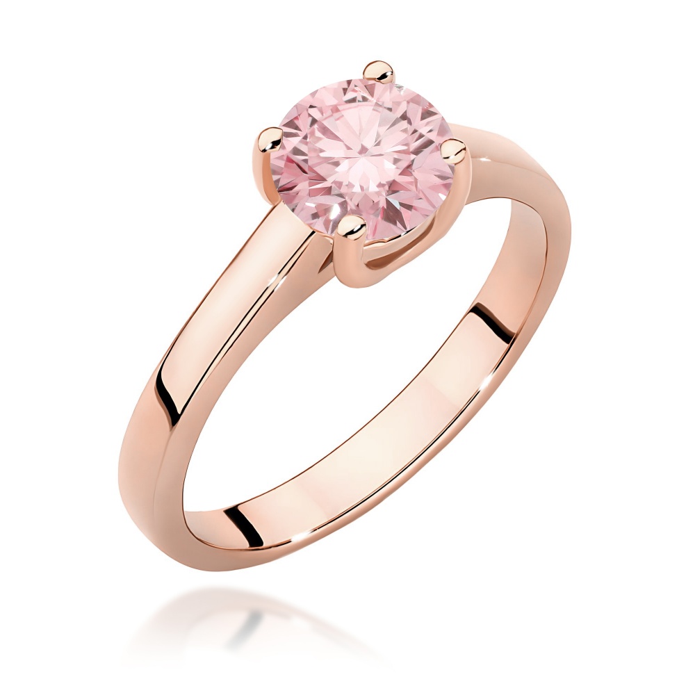 Pierścionek W0544 Diament Laboratoryjny różowy 1,00ct różowe złoto