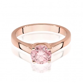 Pierścionek W0544 Diament Laboratoryjny różowy 1,00ct różowe złoto