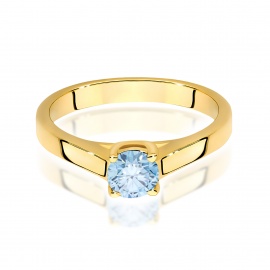 Pierścionek W0544 Diament Laboratoryjny niebieski 0,50ct żółte złoto