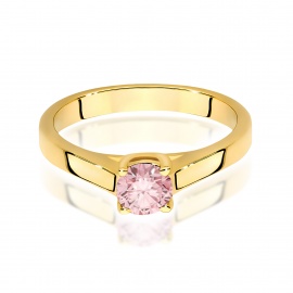 Pierścionek W0544 Diament Laboratoryjny różowy 0,50ct żółte złoto