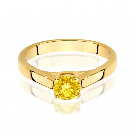Pierścionek W0544 Diament Laboratoryjny żółty 0,50ct żółte złoto