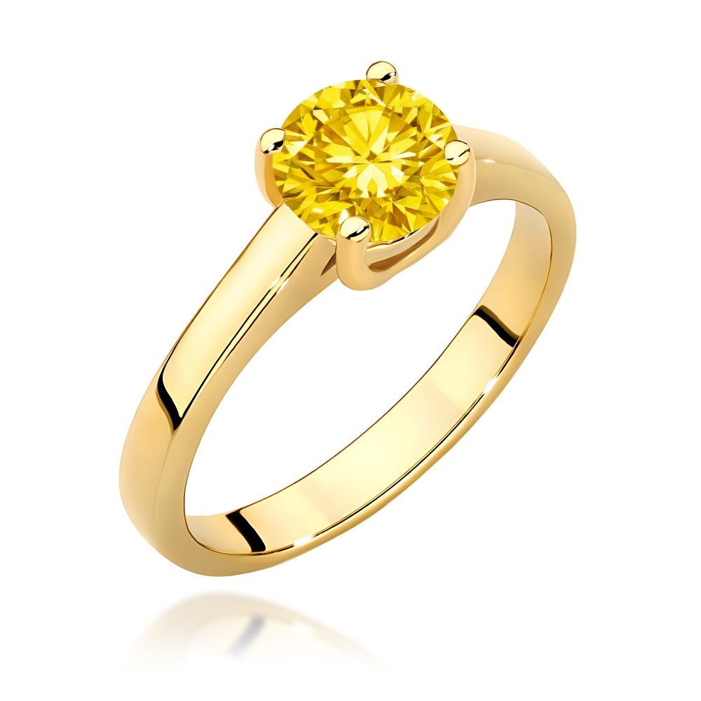 Pierścionek W0544 Diament Laboratoryjny żółty 1,00ct żółte złoto